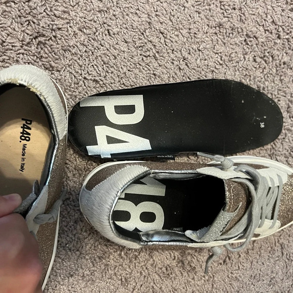 P448 women’s rose gold glitter John with calf hair size EU38 (7.5-8US) - Picture 9 of 10